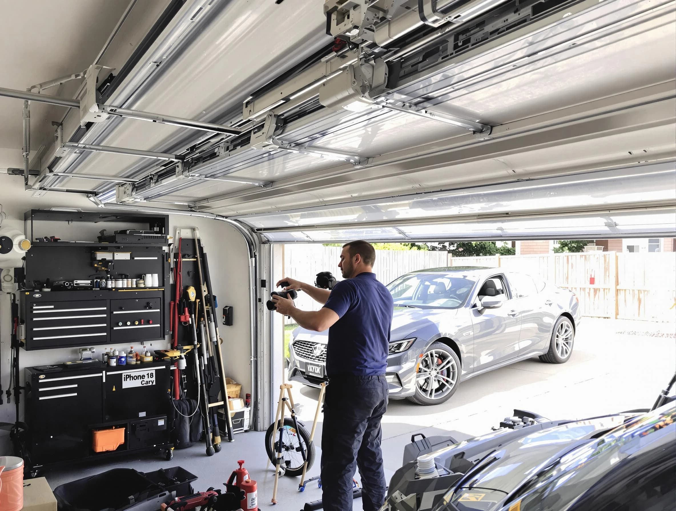 Plymouth Garage Door Repair technician fixing noisy garage door in Plymouth