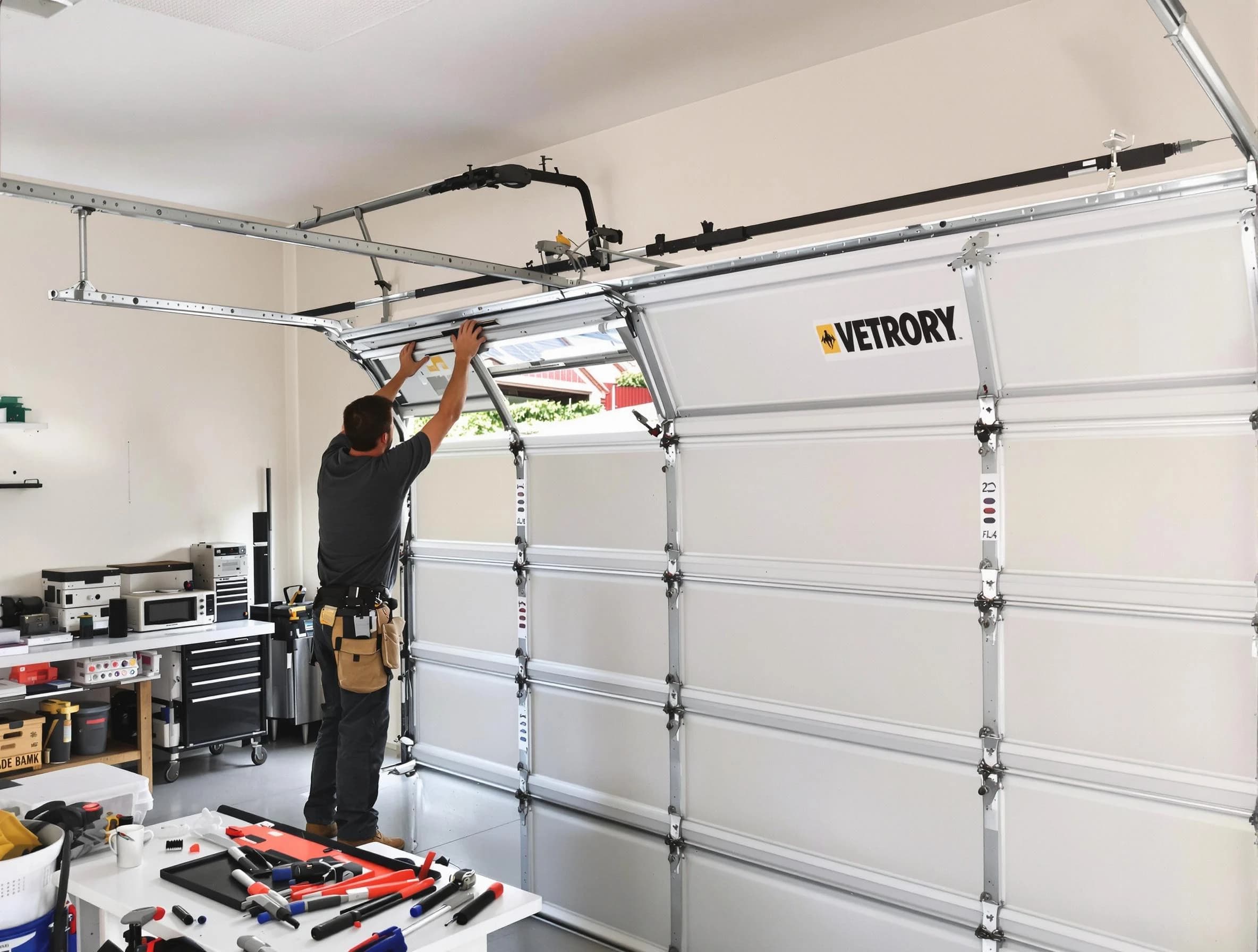 Plymouth Garage Door Repair technician performing section replacement in Plymouth